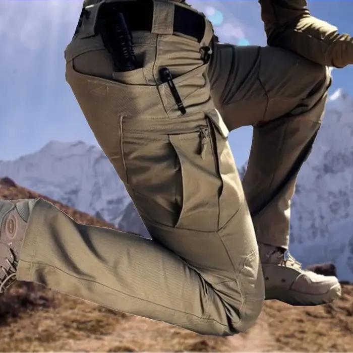 Pantalon tactique cargo sec rapide camouflage noir pour randonnée chasse et escalade