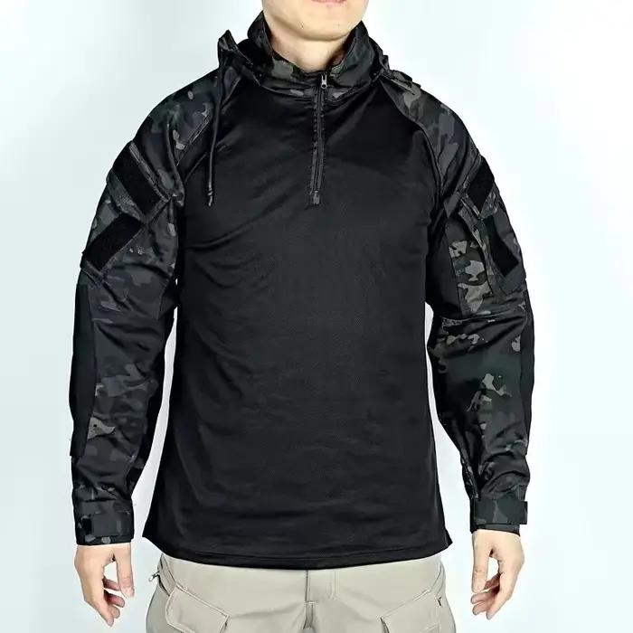 Chemise tactique de randonnée pour hommes, haut de Camping à capuche détachable et respirant pour l'
