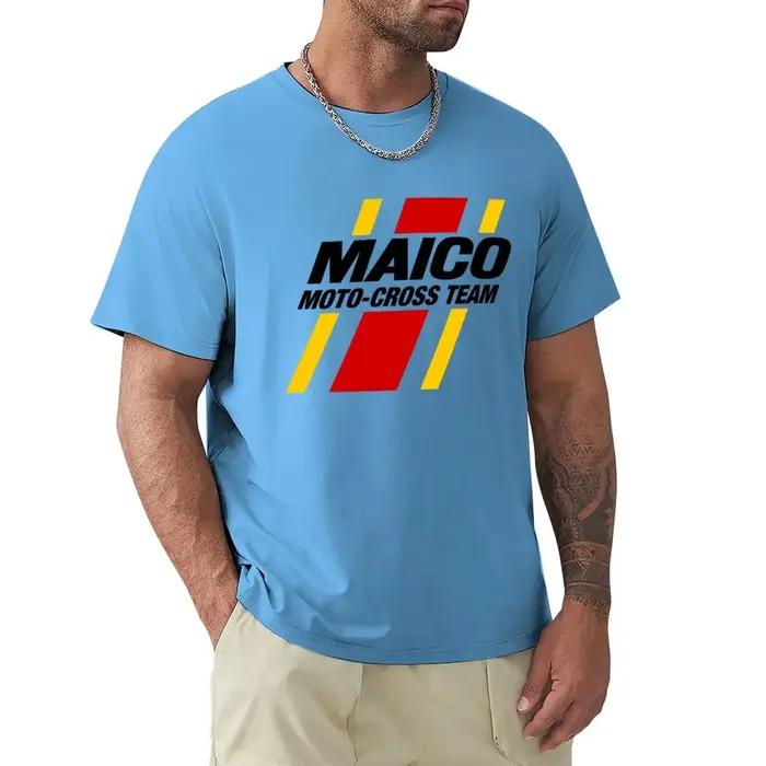 MAICO Moto-Cross Team Graphic w T-shirt à rayures rouges et jaunes vêtements esthétiques personnalisés vierges