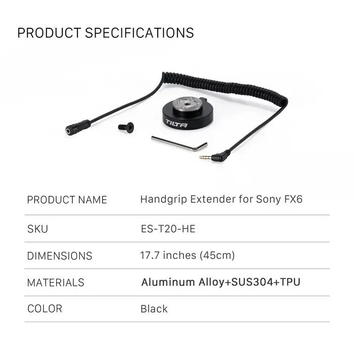 TILTA ES-T20-HE Rallonge de poignée pour Sony FX6 étendre 100 cm compatible avec les plates-formes d