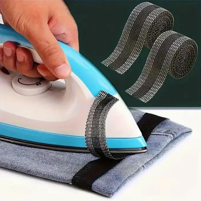 Tissu de couture DIY auto-adhésif thermocollant pour la réparation et l'abréviation des bords de pantalons, pour vêtements en jean et pantalons en jean