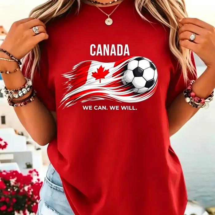 T-shirt de football Canada avec drapeau canadien et feuille d'érable