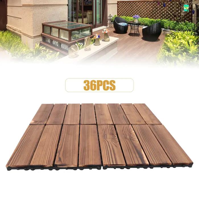 Paquet de 36 carrelage de sol de terrasse de Patio en bois dur carrelage de sol à emboîtement extéri