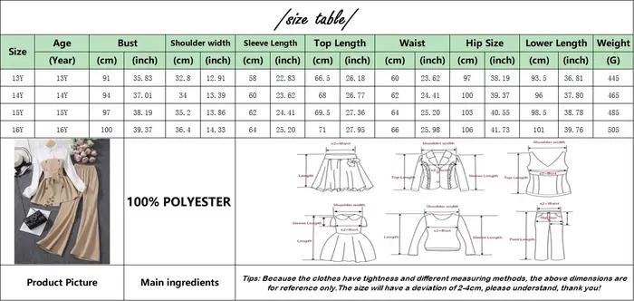 Ensemble de vêtements pour adolescentes, manches longues, couleur unie, ceinture, costume pour enfant, décontracté, élégant, confortable, tenues pour filles de 13 à 16 ans, printemps automne