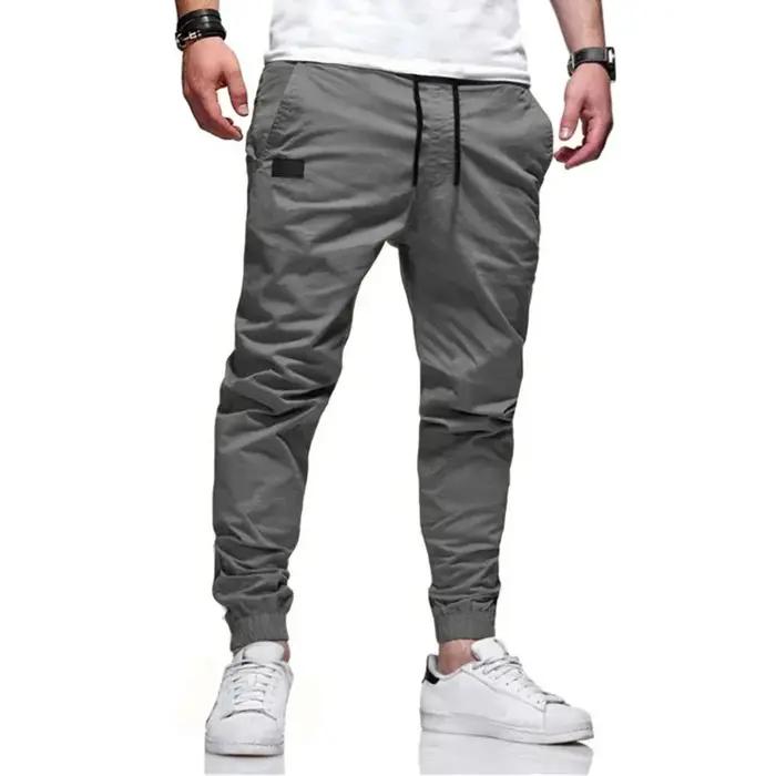 Pantalon cargo homme ample droit sport uni sweatpants grande taille joggers tissé décontracté