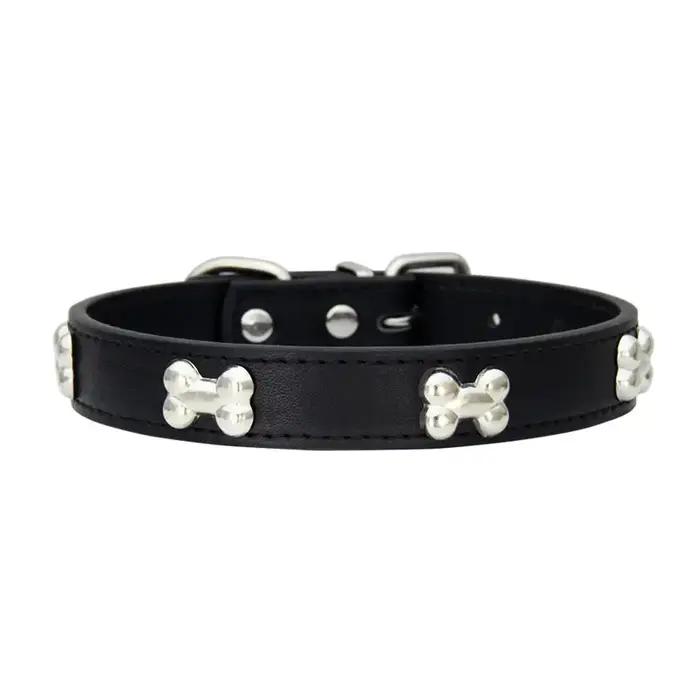 Colliers durables en cuir d'os pour chien, chiot, carlin, pour petit et grand chien, Chihuahua, accessoires pour chat, collier pour animaux de compagnie pour petits chiens
