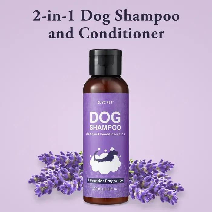 Shampooing et après-shampooing 2 en 1 pour chien, parfum lavande, apaisant, désodorisant, hydratant, pour un pelage brillant, hypoallergénique, pour chiens et chats