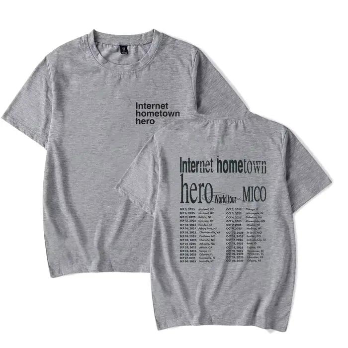 Tshirt mico merch internet hometown hero world tour décontracté printemps été pour adultes juniors style unique confortable polyestère bleu ciel beige bleu noir