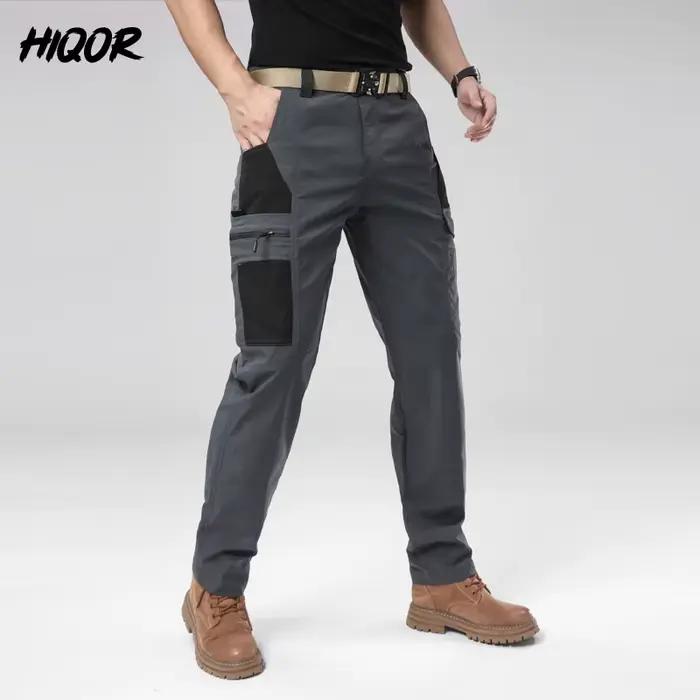 Pantalon cargo homme été HIQOR pour randonnée et travail - Coupe droite décontractée jogger américain