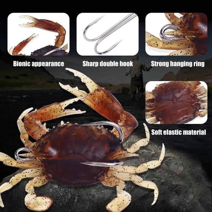 HENGJIA 3 pièces 8 cm 19g 3D Simulation crabe appât avec crochet artificiel souple Silicone leurre p