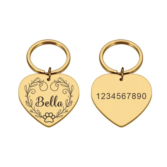 Médaille personnalisée pour chien avec imprimés de pattes et vigne nommée et symboles mignons pour colliers de chiens occasions spéciales