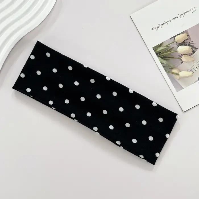 Bandeau Élastique De Yoga À Pois Bandeau De Maquillage Avec Motif De Points Pour Femmes Mode Coréen Absorbe La Sueur Pour Activités Sportives