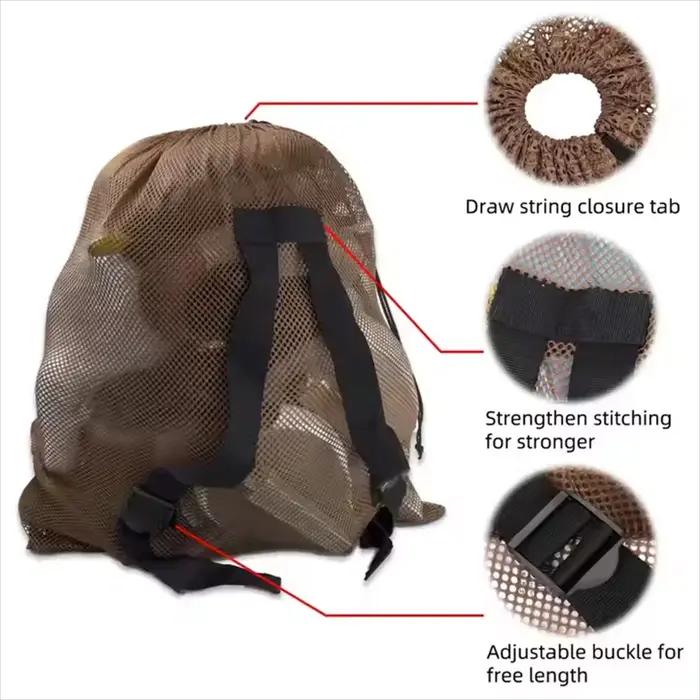 Sac filet nylon transport leurres canards pigeons oies volaille grande capacité sangle ajustable