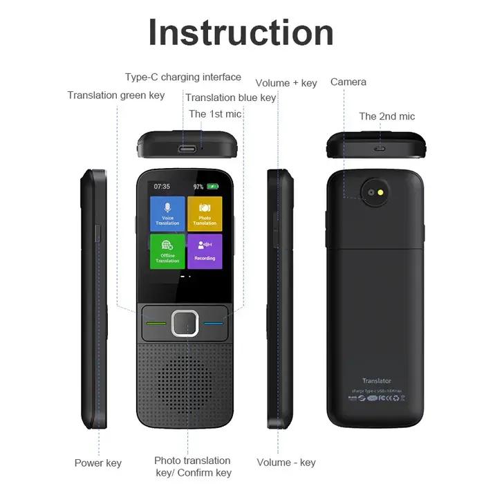 Traducteur intelligent 137 langues T10 offline temps réel portable traduction vocale conversation voyage