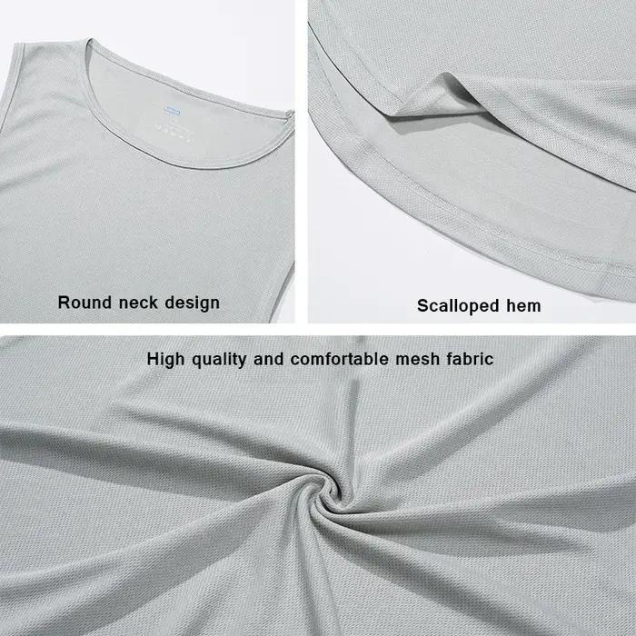 Vêtements de fitness en maille à séchage rapide pour hommes, chemises de musculation, chemise de cou
