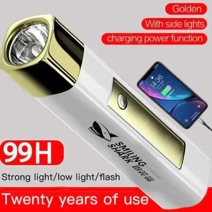 Lampe de poche en forme de requin souriant, lumière forte, étanche, batterie externe, Portable, télé