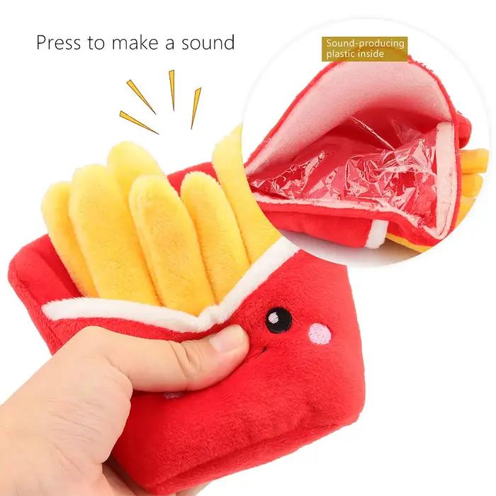 Jouet à mâcher en forme de frites et de hamburger pour petit chien