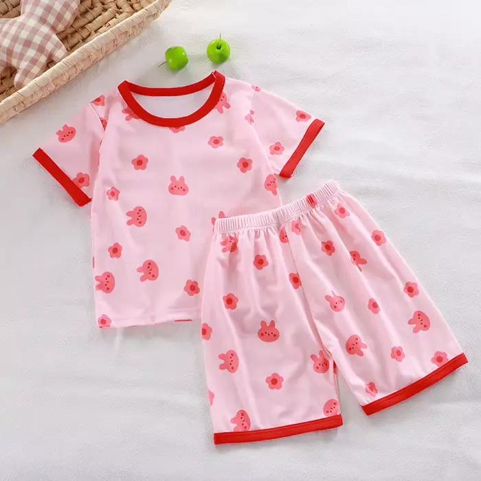 Ensemble pyjama pour bébé, manches courtes, vêtements de nuit pour bébé, dessin animé, vêtements de