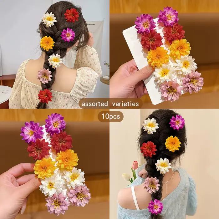 10 pinces à cheveux à fleurs aléatoires colorées pour un usage quotidien comme accessoires