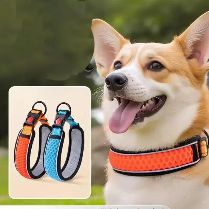Collier pour chien avec boucle de verrouillage anti-évasion, collier en nylon respirant et confortable pour chiens de grande et petite taille, fournitures pour animaux de compagnie