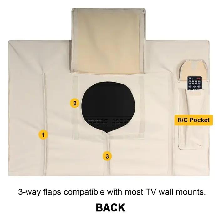 Housse de protection pour téléviseur extérieur imperméable de qualité supérieure blanc cassé, boîtier de télévision extérieur résistant aux intempéries