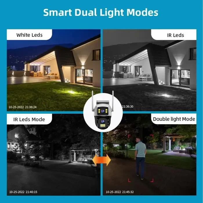 Caméra surveillance 4G 8MP double écran - Détection humaine PTZ wifi extérieur sécurité maison