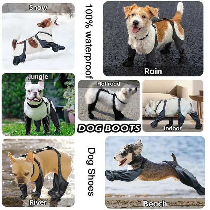 Bottes imperméables pour chiens anti-dérapantes en cuir pour promenades hivernales et protection des pattes d'animaux de compagnie