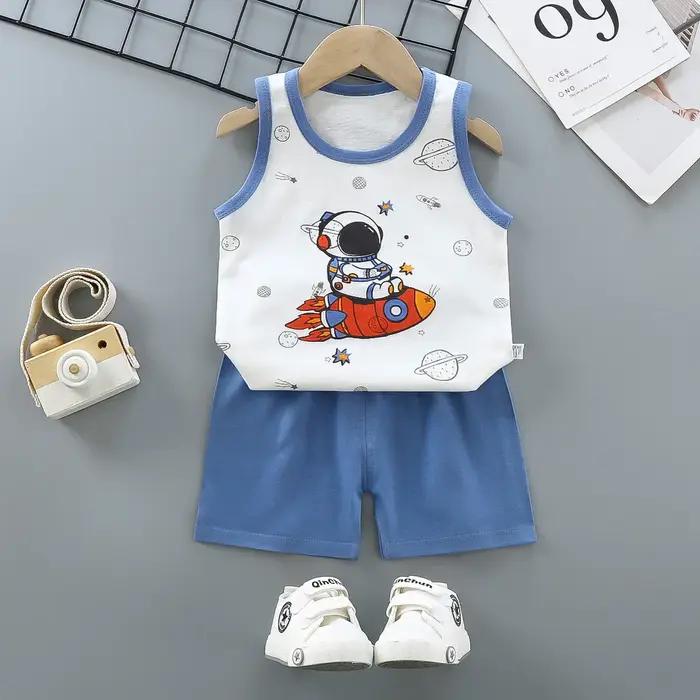 Ensemble de vêtements d'été en coton émaillé pour enfants