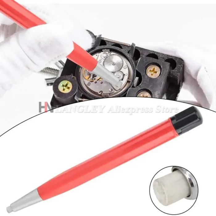 Stylo brosse antirouille pour montre, petit outil de nettoyage antirouille avec pointe en fibre de verre pour montres et élimination de la rouille électronique, 1 pièce