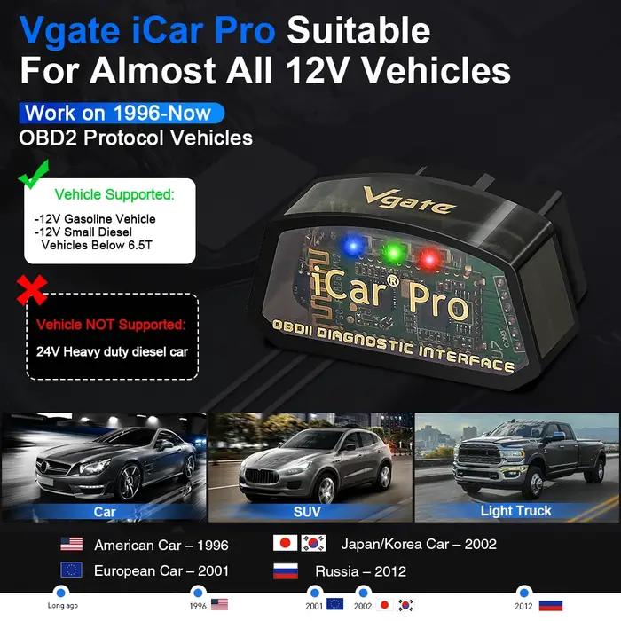 Pour IOS/Android Vgate iCar Pro ELM327 V2.3 Bluetooth 4.0 WIFI ELM 327 OBD 2 lecteur de Code de Scan