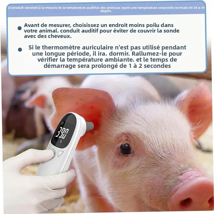 Thermomètre auriculaire pour animaux de compagnie numérique sans contact USB rechargeable précis 32-42.9 ℃ Vérification