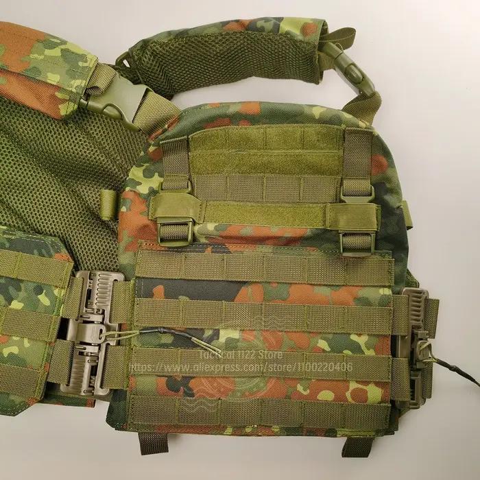Gilet de Camouflage tactique Airsoft Flecktarn, gilet d'entraînement à dégagement rapide pour la cha