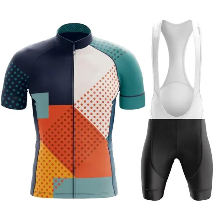 Maillot de cyclisme professionnel ensemble printemps automne polyester lycra manches courtes coussin gel confortable pour hommes sorties randonnées courses