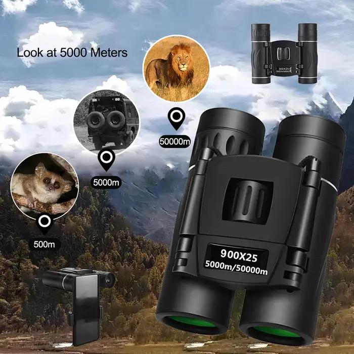 Jumelles professionnelles 900x25 HD puissantes portables optiques FMC BAK4 idéales randonnée chasse camping extérieur