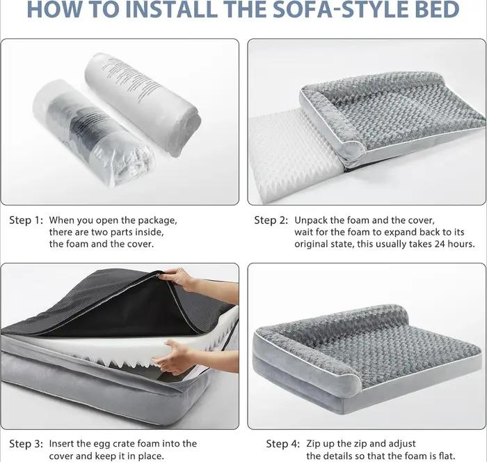 Lit orthopedique impermepable pour chiens grandes tailles avec housse amovible et support articulaire pour un repos confortable et hygienique