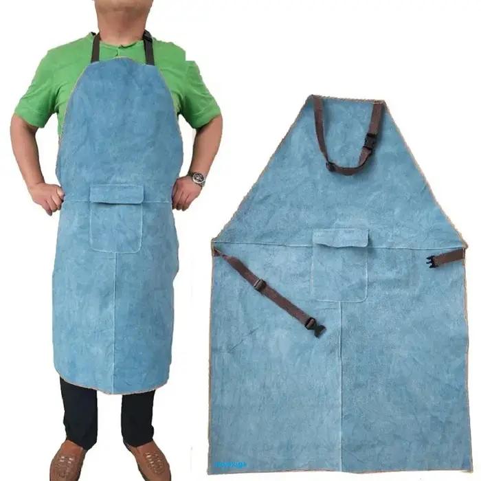 Tablier de soudage professionnel en cuir de vache pour soudeurs, forgerons et charpentiers, vêtements de travail résistants à la chaleur et aux flammes pour hommes et femmes