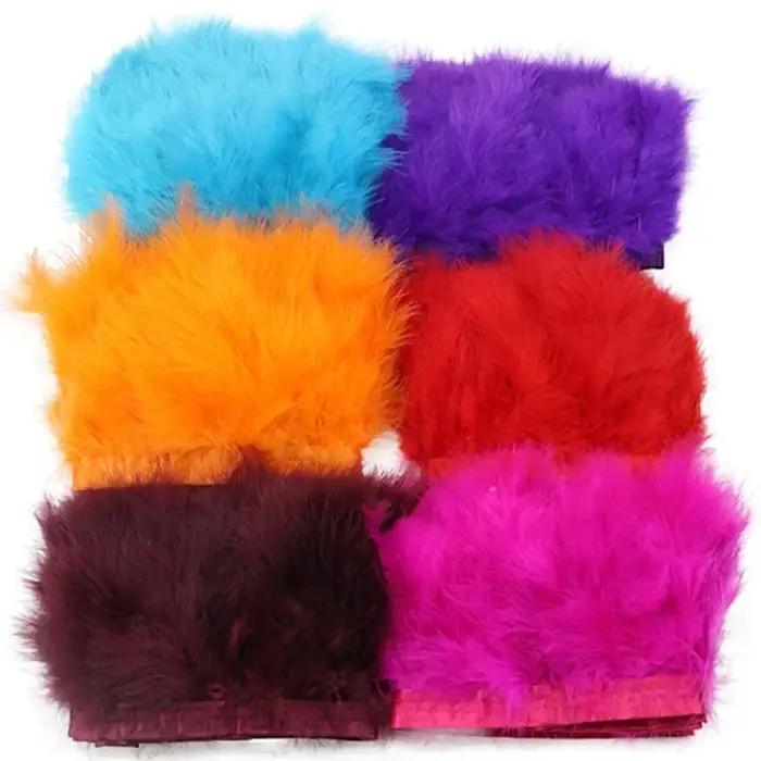 2 mètres de franges en plumes de marabout colorées