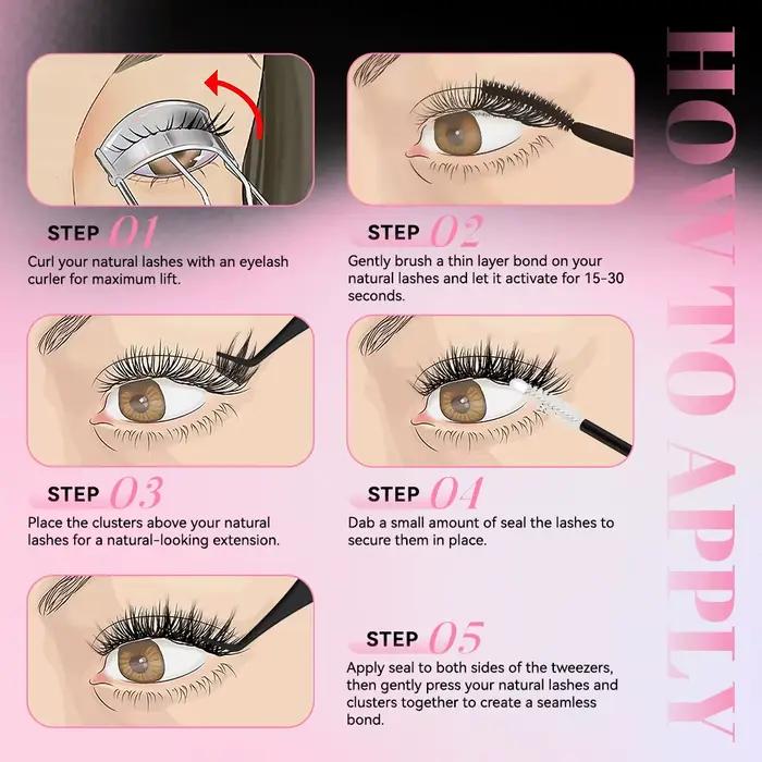 UCoolMe cils Afrodite naturel 154 pièces Kit de grappe de cils C Curl vaporeux débutant amical imper