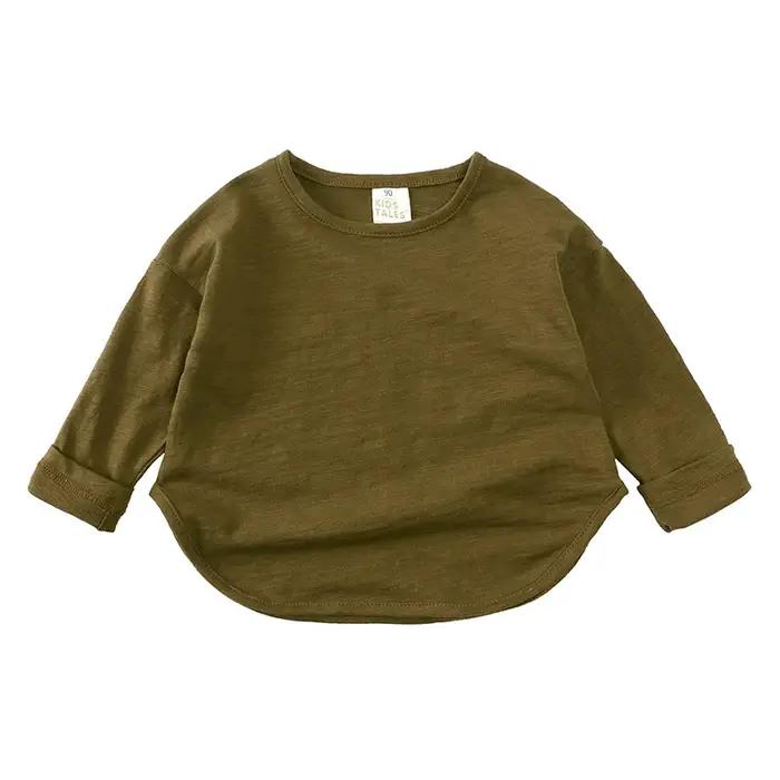 T-shirt à manches longues et col rond pour bébé garçon et fille