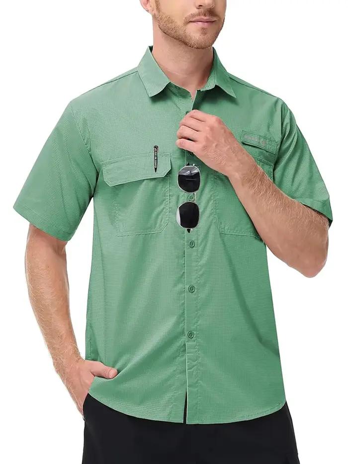 Chemises de pêche pour hommes UPF 50+ à manches longues/courtes