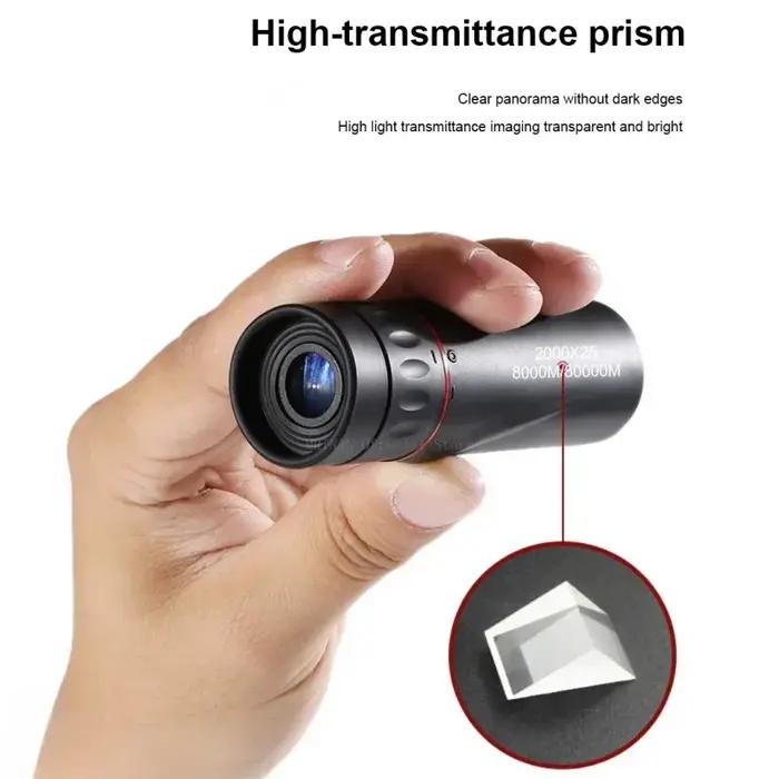 Monoculaire HD 2000x25 Mini Portable avec Support Téléphone pour Camping Extérieur Chasse Observation Ornithologique
