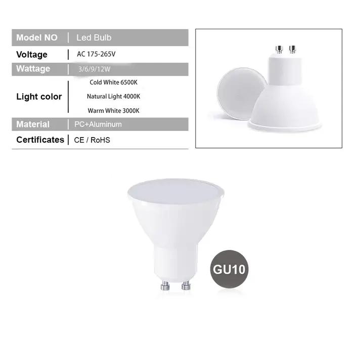 1 pièces LED Spot ampoule GU10 LED ampoule 220V 3/6/9/12W maïs ampoule adaptée pour cuisine, chambre
