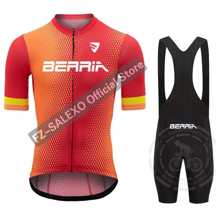 BERRIA-Ensembles de maillots de cyclisme pour hommes, vêtements de cyclisme d'été, bas de VTT, chemises de vélo de route trempées, cuissards à bretelles, 2024