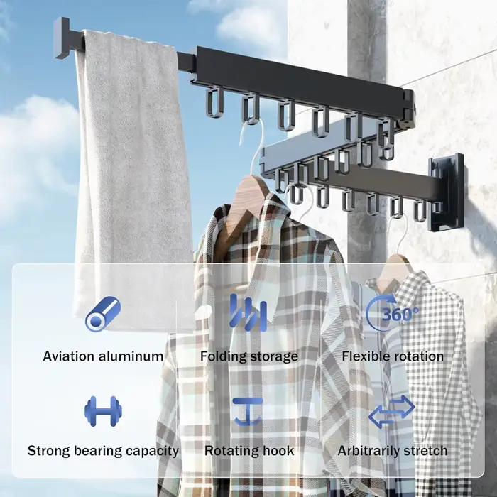 Vaccage des vêtements mural pliable rétractable