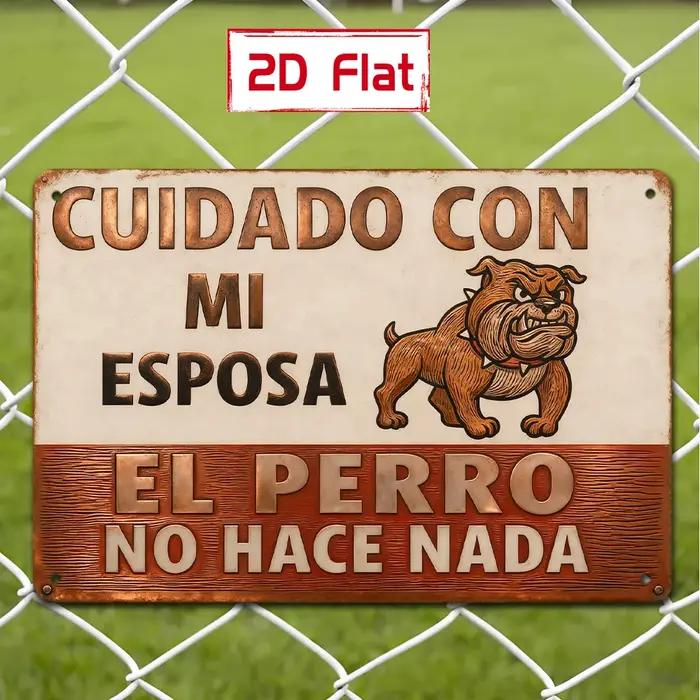 Panneau 2D plat 20x30cm avec texte espagnol « Attention