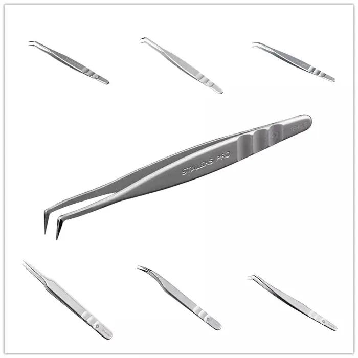 STALEKS Pro – pincettes droites et incurvées en acier inoxydable de haute précision, série TE, outil