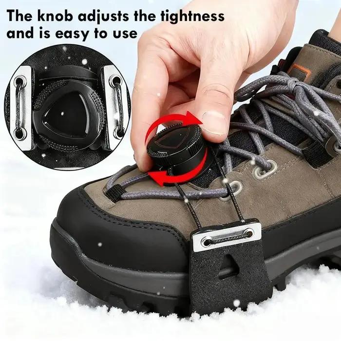 1 paire de Crampons réglables à 5 pointes, Crampons d'alpinisme en plein air unisexe, couvre-chaussures à griffes de neige, accessoires de marche et de randonnée