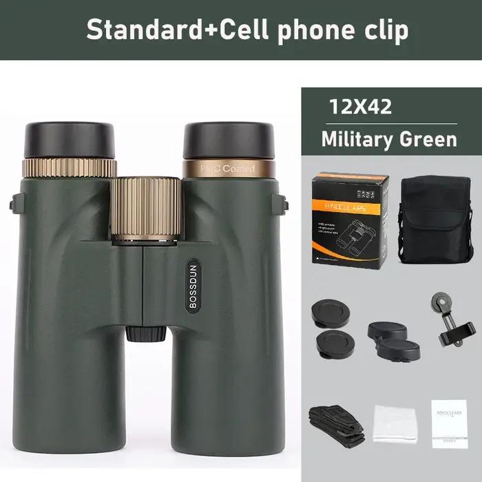Jumelles 12x42 Professionnelles Lentille ED Télescope Longue Portée BAK4 Prisme Chasse Extérieur Camping IPX7