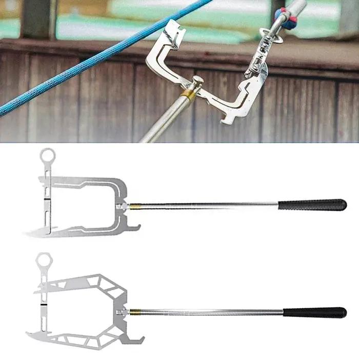 Outil manuel de tirage de corde longue portée pour cordage d'amarrage et crochets de quai, accessoire pour bateaux et kayaks