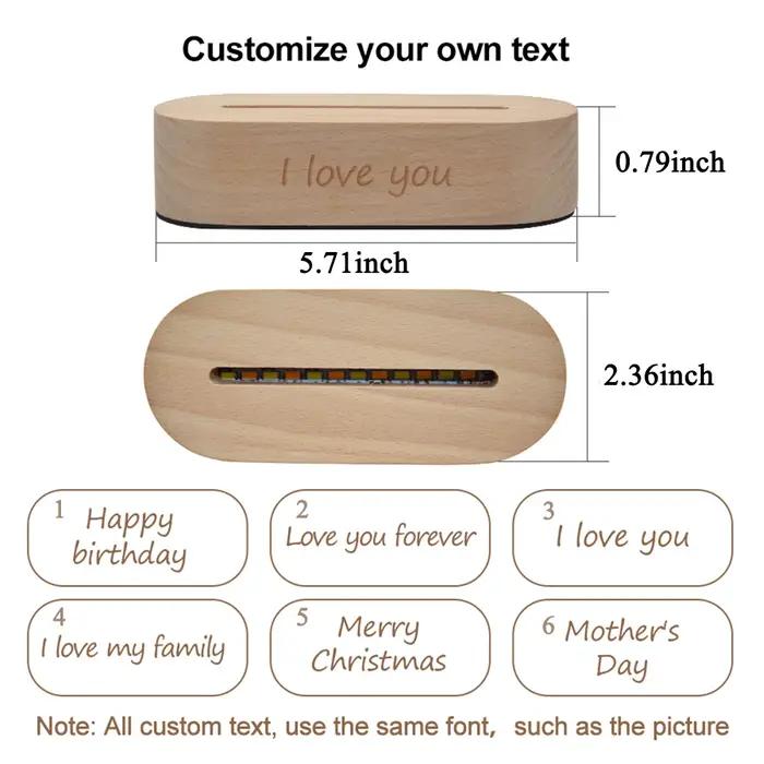 Lampe photo 3D personnalisée saint valentin avec base de gravure, personnalisé cadeau femmes , cadea